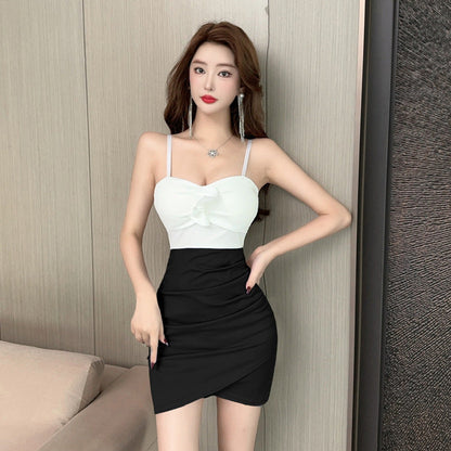 Kvinna Mini Klänning Spaghetti Band Polyester Elastan-4