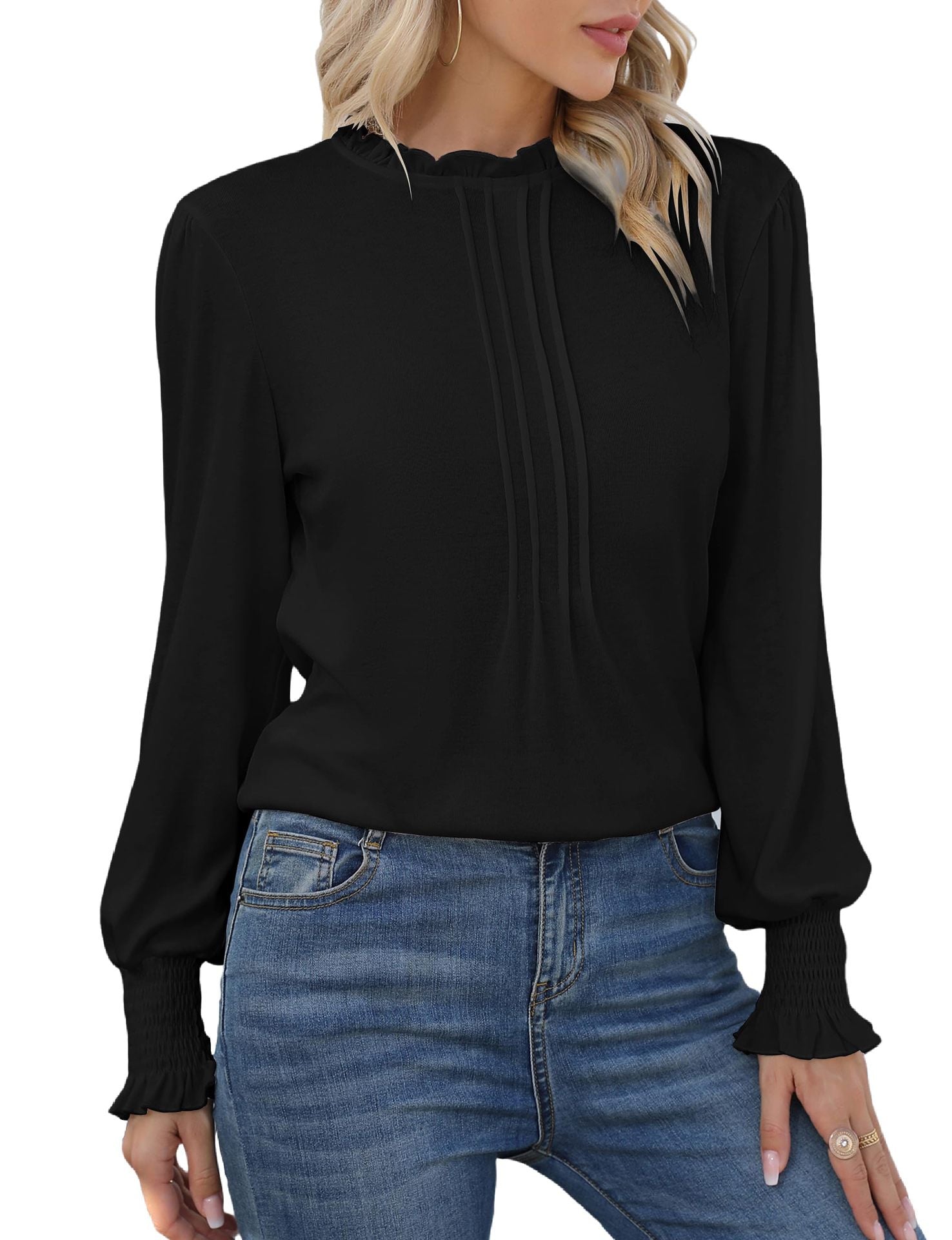 Herrskjorta Långärmad Stand-Up Krage Polyester för Modern Stil-2