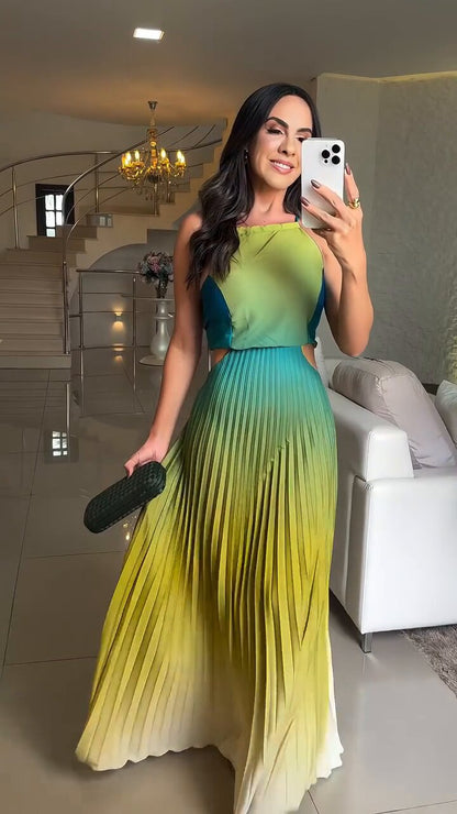 Variant image for Kvinna Lång Klänning Veckad Polyester-11