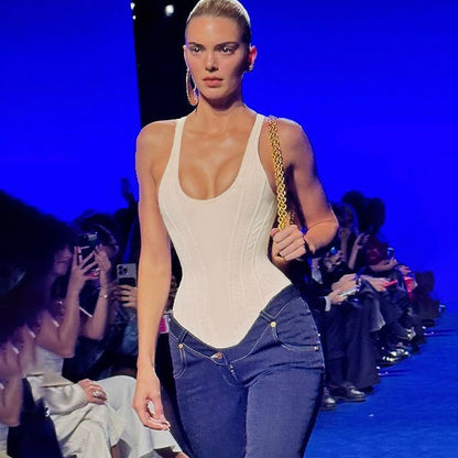 Dam Bodysuit Figur-huggande med Smala Remmar Mjuk Elastisk Blandning 5