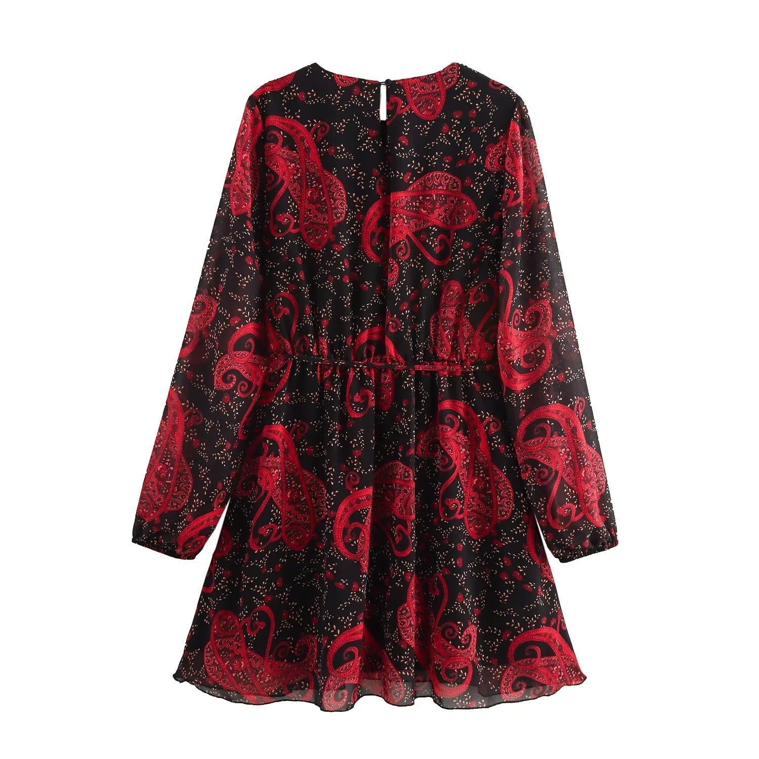 Variant image for Kvinnors Chiffongklänning Paisley Rüsch Detaljer Mjuk och Andningsbar-1