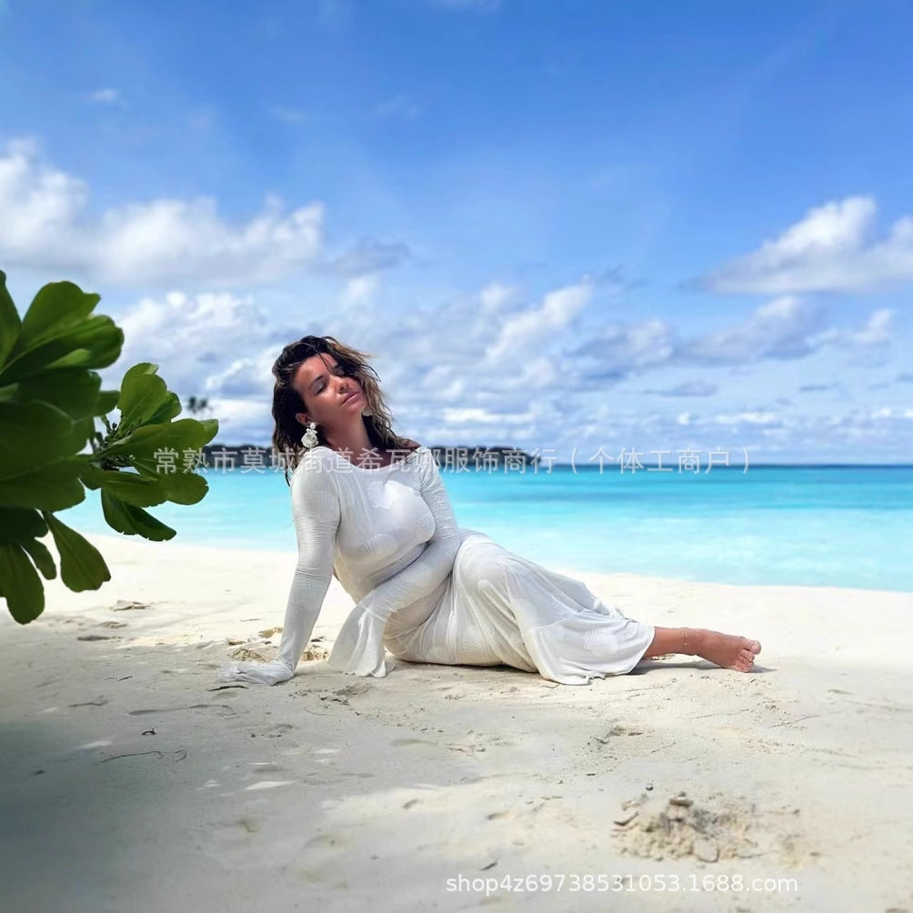 Kvinnors Klänning Modern Silhuett Andningsbart Tyg med Slående Ärmar 4