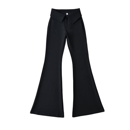 Bred Ben Byxor för Kvinnor med Klassisk Krage – Andningsbart och Elastiskt Tyg, Normal Passform 5