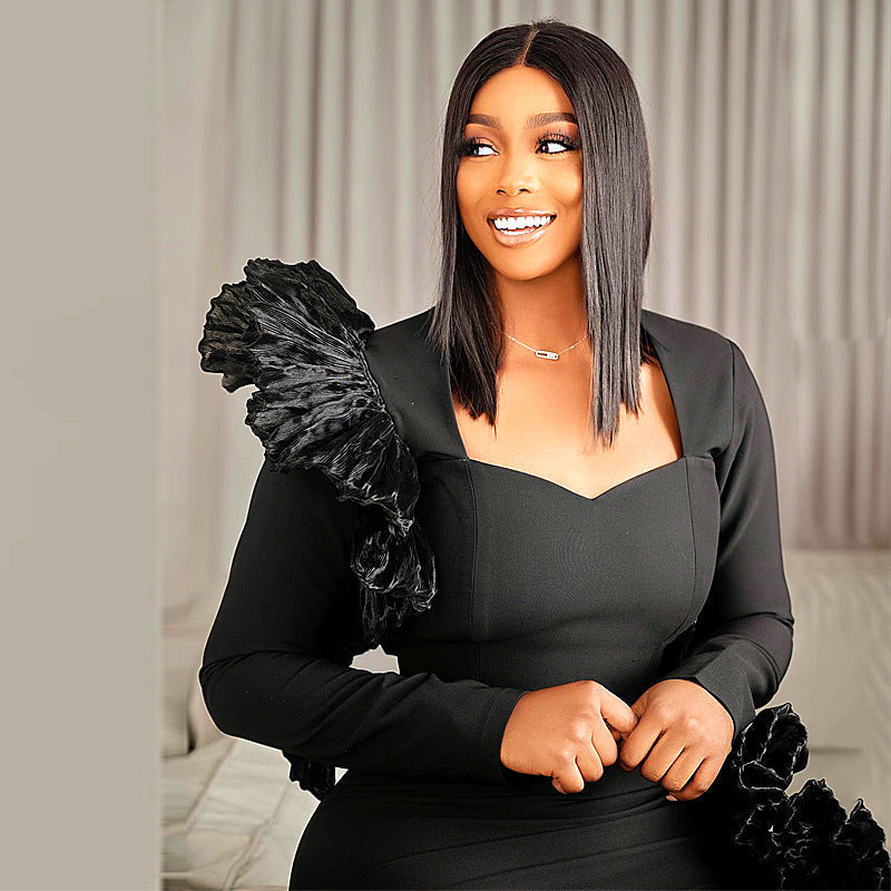 Kvinnors Klänning Snäv Passform Utsökt Topparbete Andningsbart Tyg-4