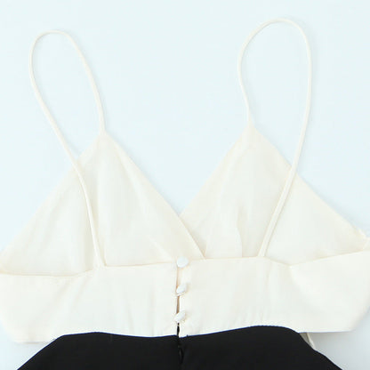 Dam Klänning Midi Spaghetti Band Patchwork Polyester-4