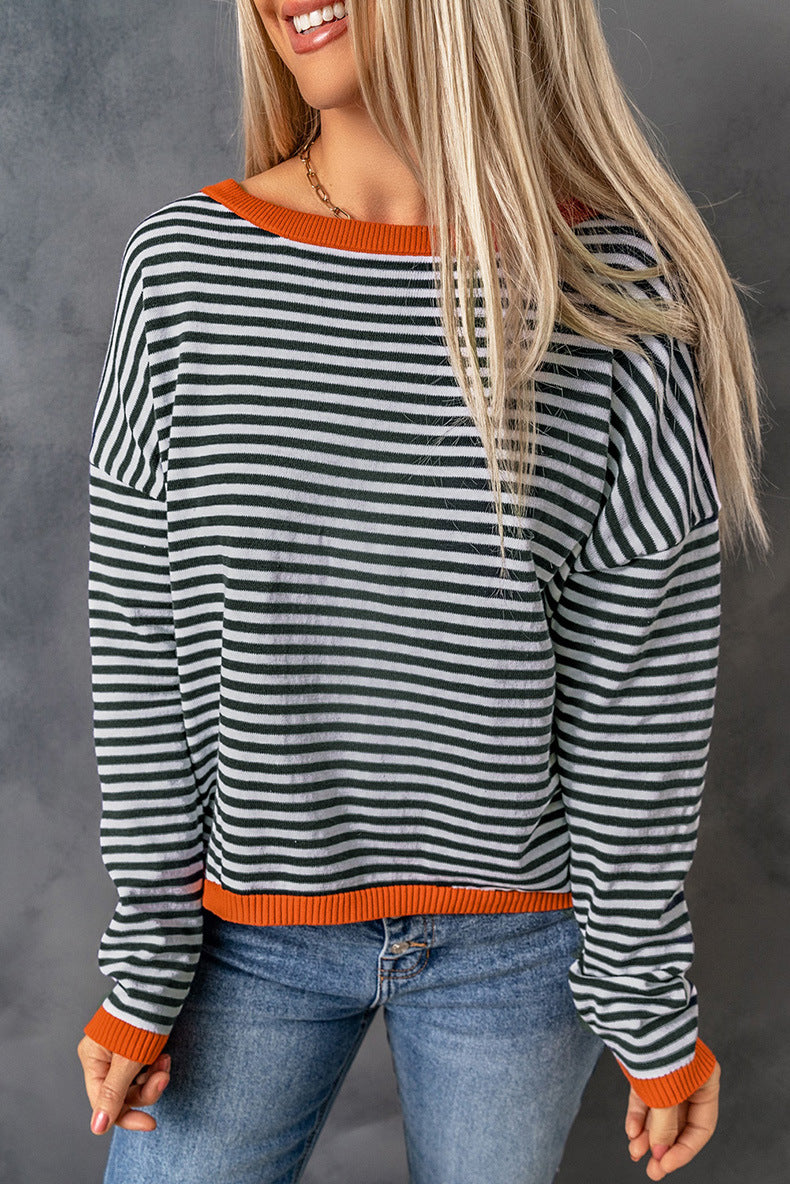 Variant image for Dam Pullover Droppaxel Mjuk Fiber Kontrasterande Ränder-4