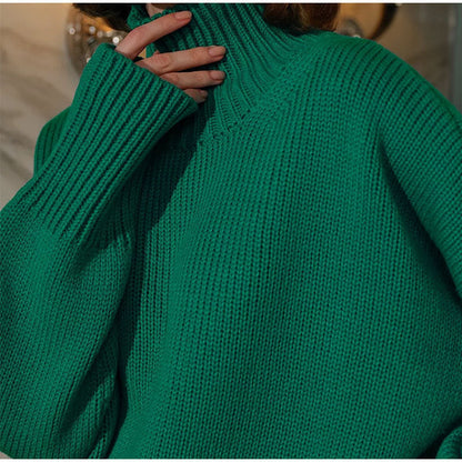 Dam Stickad Turtleneck Tröja Mjuk Ull 9