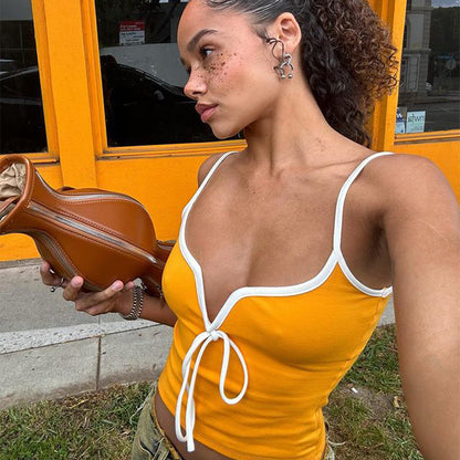 Dam Spaghettitop Djup V-hals Bomull 2