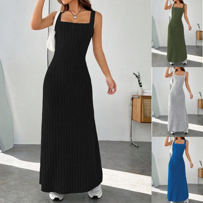 Maxiklänning Dam Hög Midja Spaghettisnören Polyester Lång Klänning-2