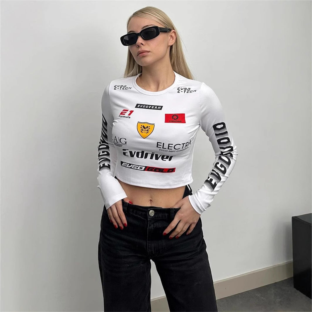 Dam Långärmad T-shirt Avslappnad Rund Hals Spandex-4