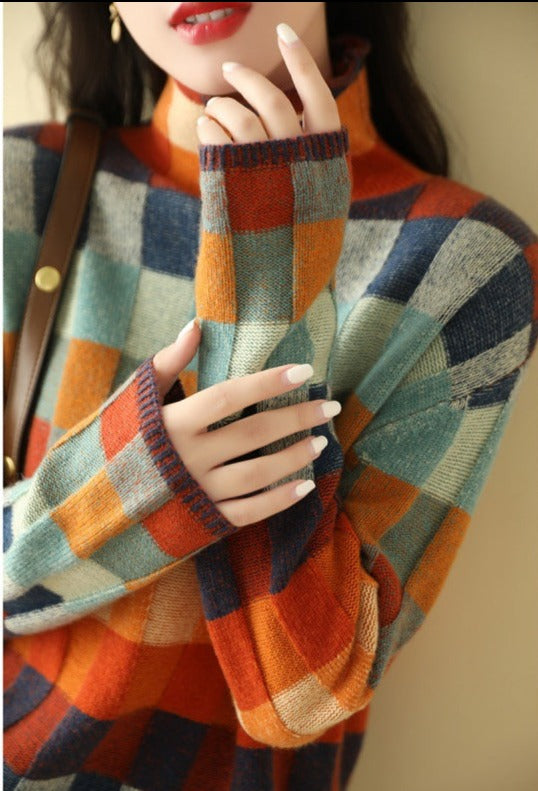 Dam Rollkrage Tröja Med Tryck Högkvalitativt Tyg-3