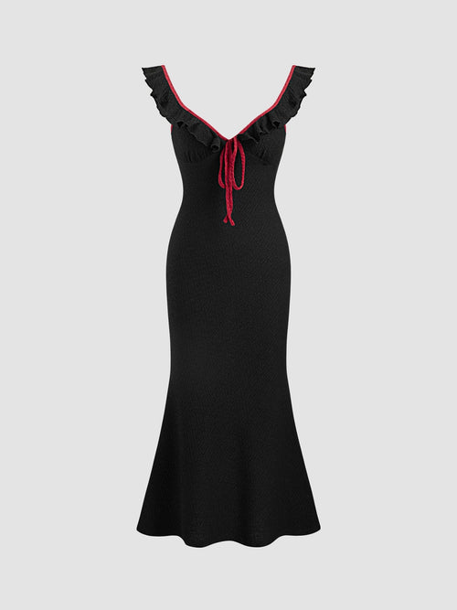 Kvinna Klänning Sjöjungfru Spaghetti Band Polyester-1