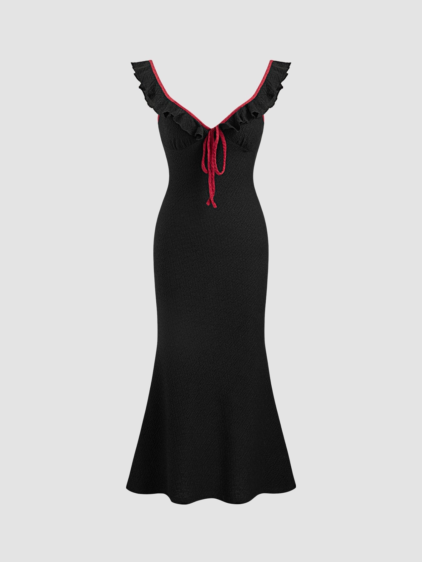 Variant image for Kvinnors Lång Klänning Fishtail Volangkant Polyester Ärmös-2