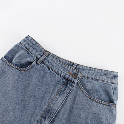 Dam Midi Kjol Jeans med Frontslits Denim-6