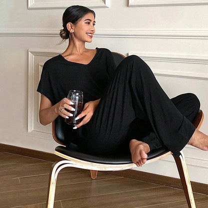 Dam Tvådelad Set Avslappnad Viskosfiber-4