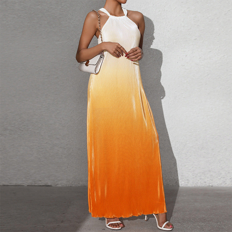 Kvinna A-linjeformad Klänning Gradient Elastanblandning-4