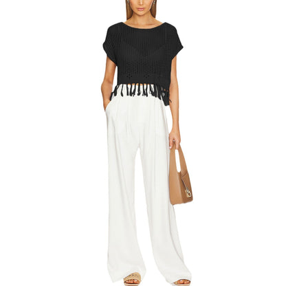 Dam T-Shirt Rund Hals Trekvartsärmar Viskosfiber-4