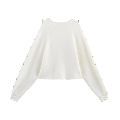 Kvinnors Stickad Tröja i Mjuk Bomull med Knappdetaljer – Löst Snitt, Perfekt för Vardag och Fest 5