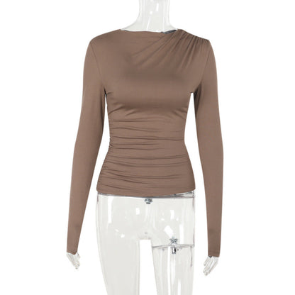 Kvinnors Långärmad Skjorta Ribbad Material 9