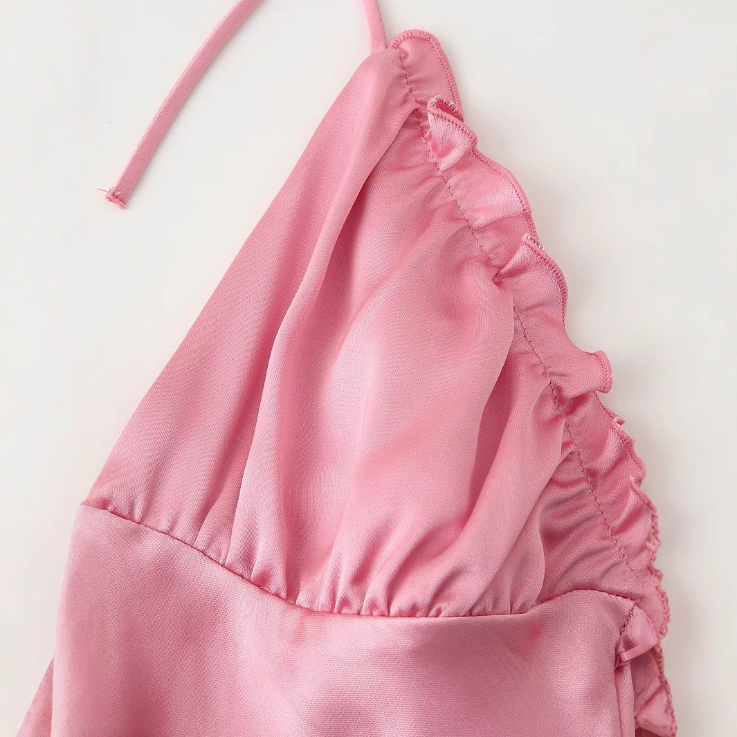 Damklänning Spaghetti Ärmös Polyester Medelhög Längd-5