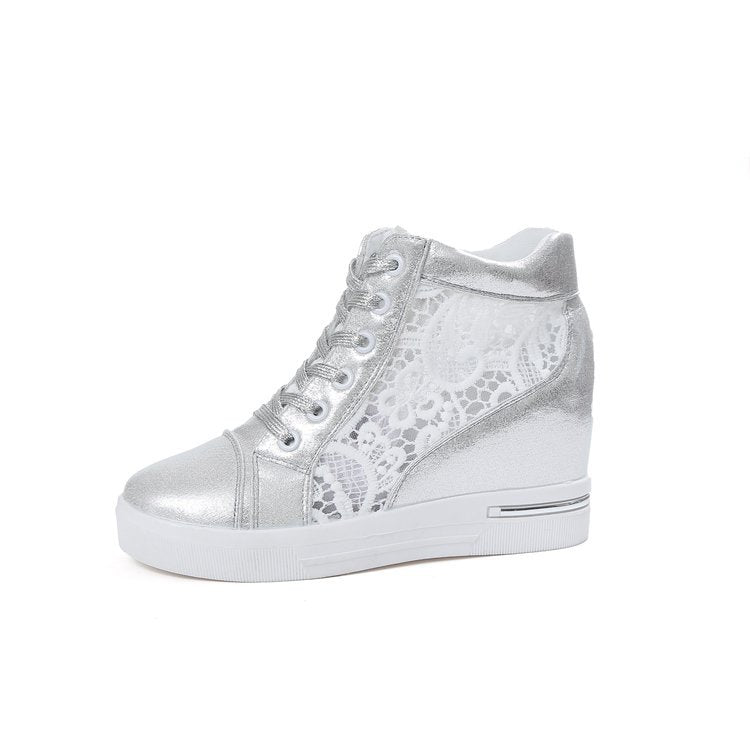 Kvinnliga Kilsneakers Metallisk Finish Syntetisk Textil-1
