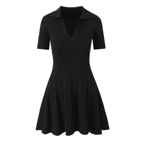 Kvinnors Kortärmad Klänning V-Hals Polyester Midjedriven-1