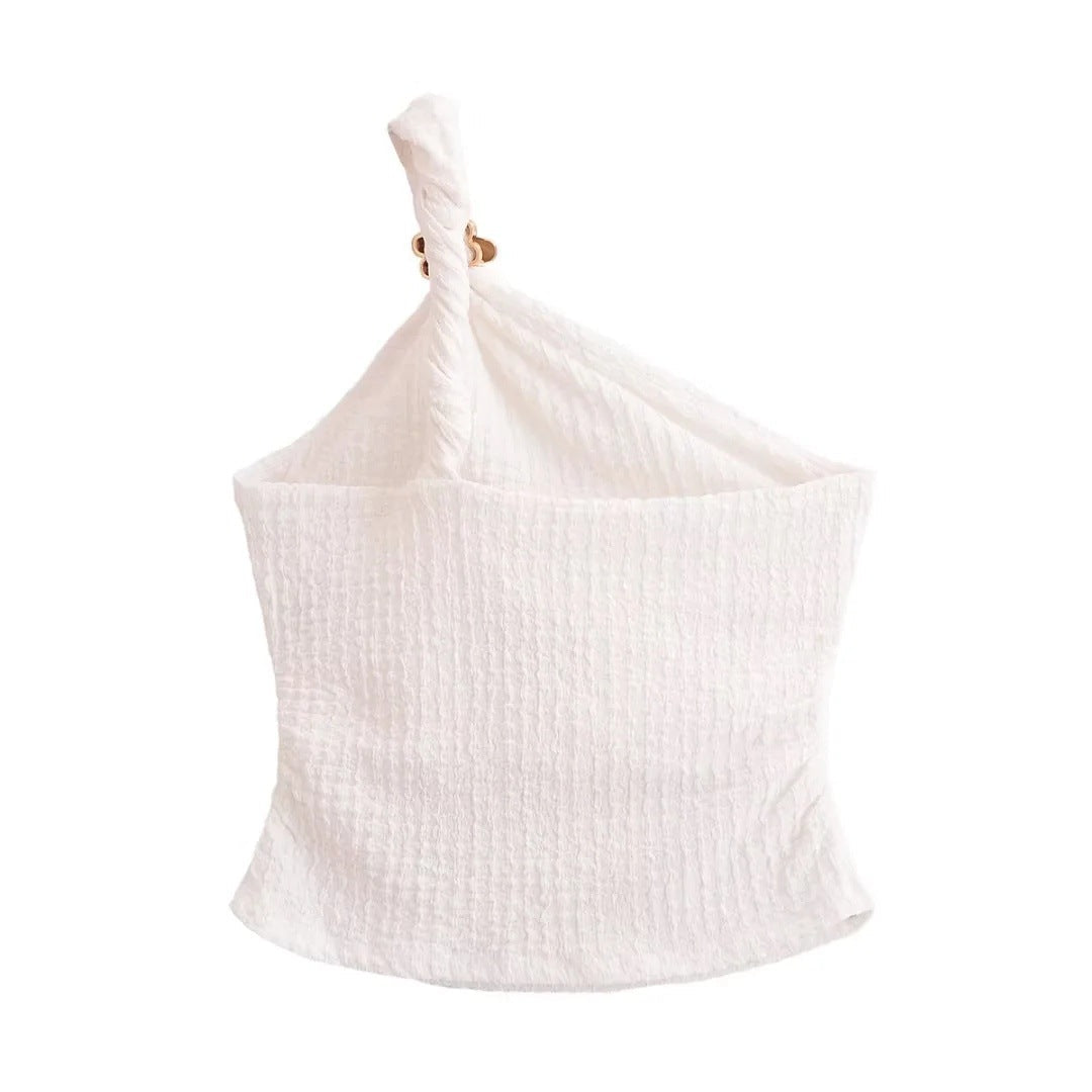 Asymmetrisk Topp med Dekorativ Knut - Lätt Tyg för Kvinnor, Perfekt för Avslappnade och Eleganta Tillfällen 2