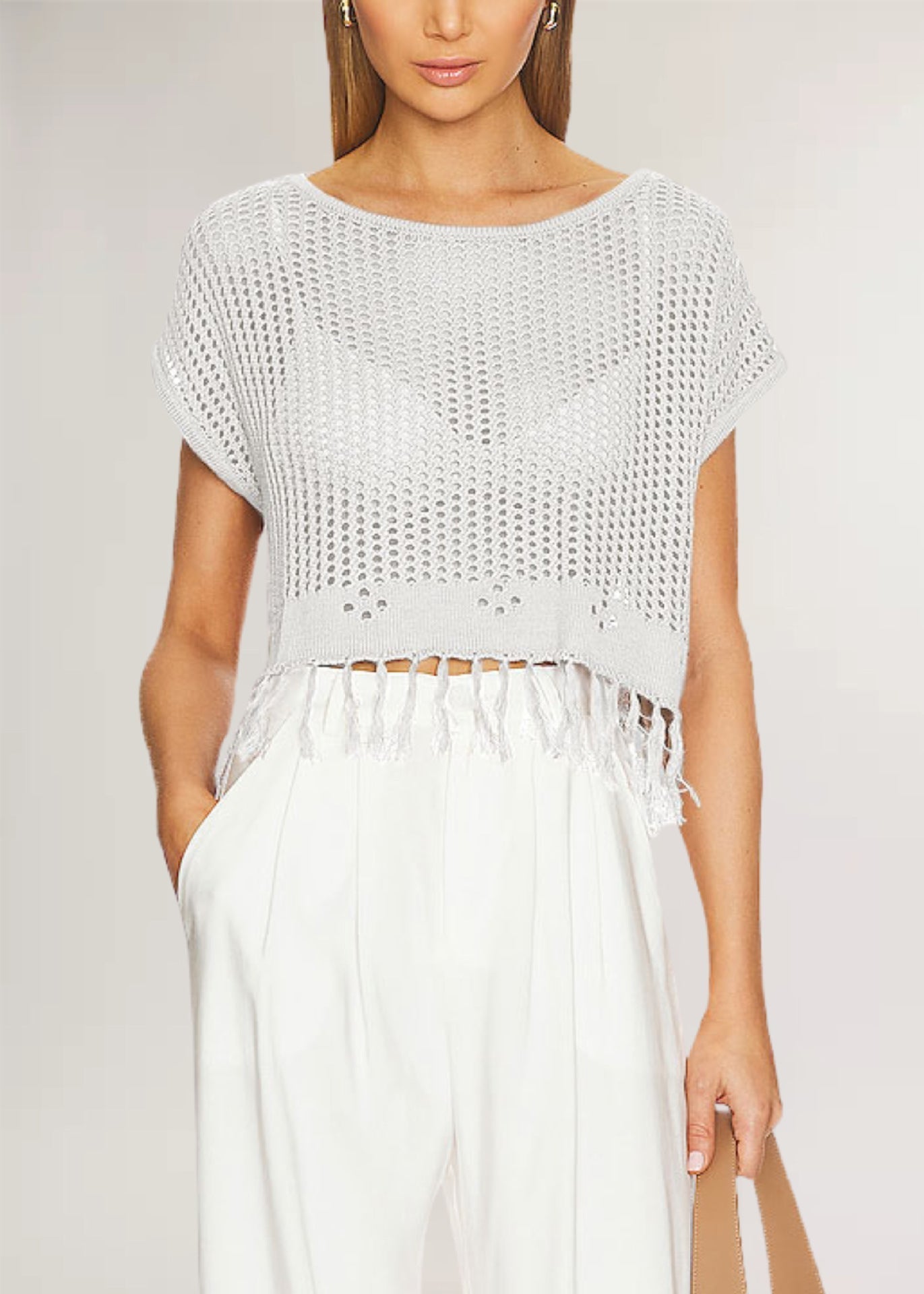 Dam T-Shirt Rund Hals Trekvartsärmar Viskosfiber-5