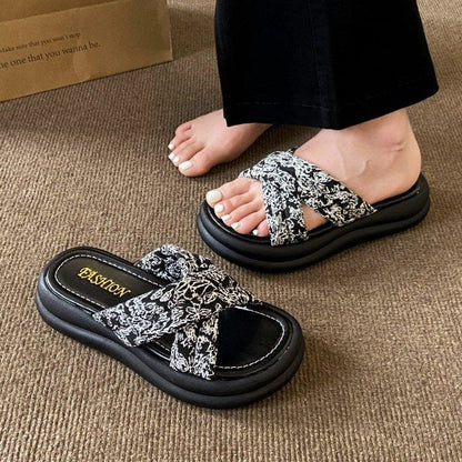 Variant image for Dam Pantoletter med Dekorativa Tvärband Andningsbart Material-1