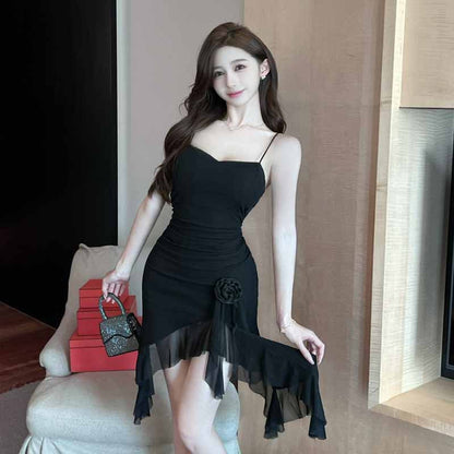 Fina Dam Klänningar Oregelbunden Blommig Design Ärmlös Kvalitetsblandning-2