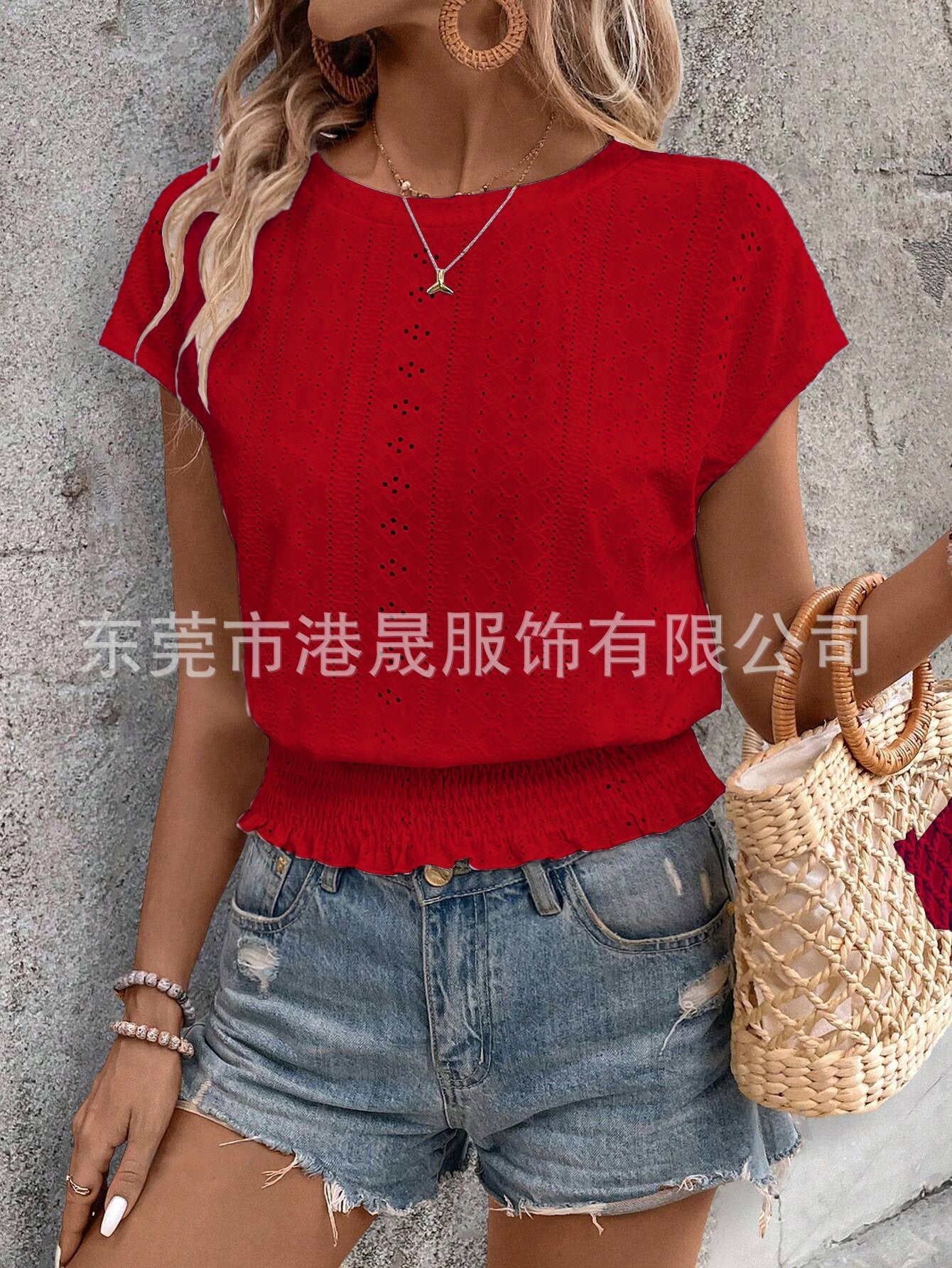 Variant image for Dam T-shirt Kortärmad Jacquardmönster Polyester-1