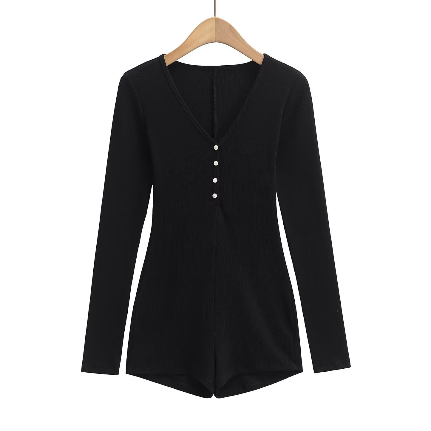Kvinnors Jumpsuit Långärmad V-ringning Mjuk Stretch-3