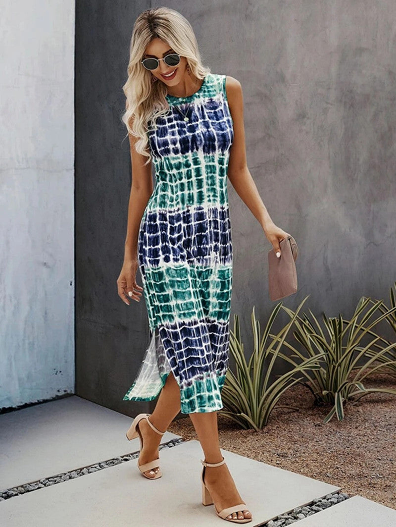 Dam Bodycon Klänning Geometriskt Mönster Mjölksilke-1