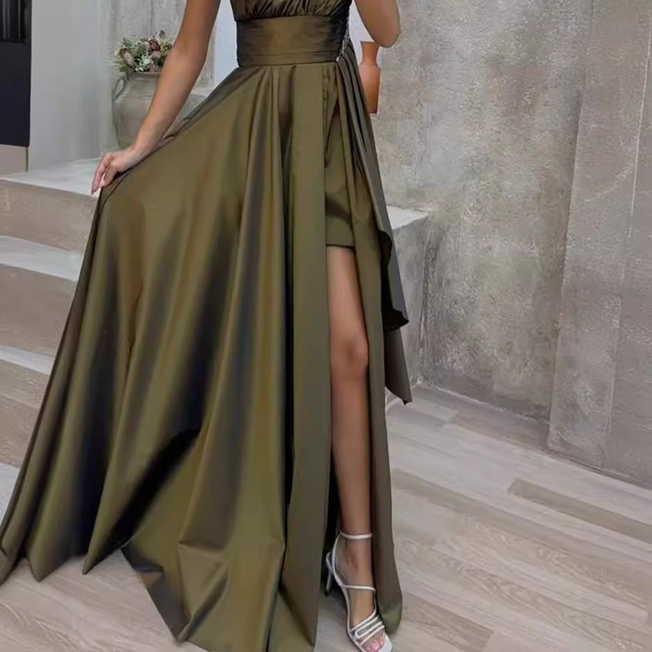 Damklänning A-Linjeformad Asymmetrisk Polyester Fina Detaljer-3