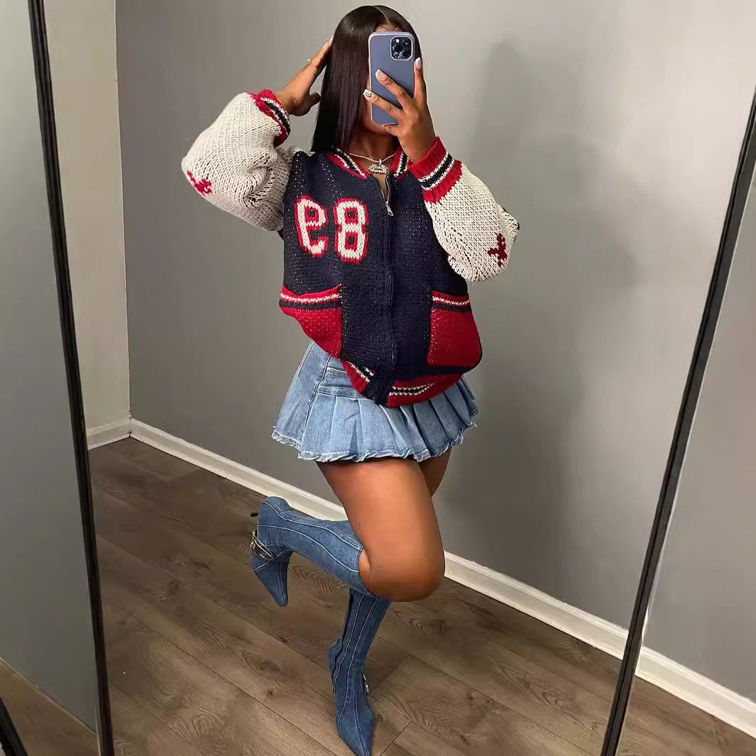 Dam Tröja V-Hals Långärmad Bomull Avslappnad Stil-3