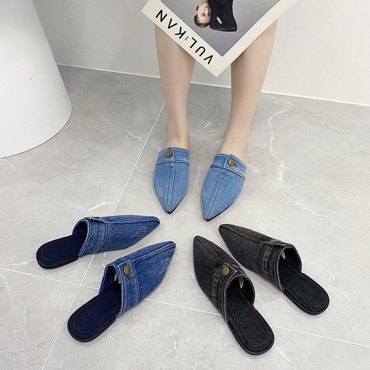 Öppna Mulor för Kvinnor i Denim med Spetsig Tå – Bekväm och Andningsbar Design för Varmare Dagar 5