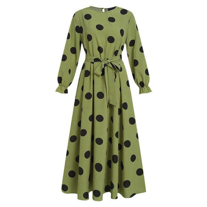 Variant image for Dam Klänning Långärmad Prickig Polyester Midilängd Elegant-6