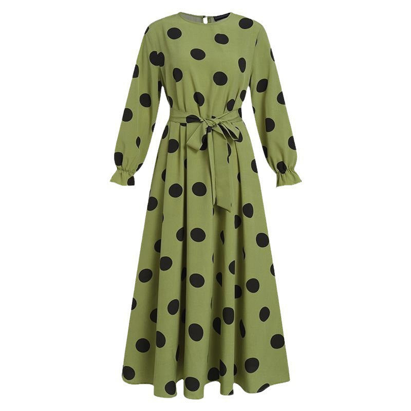 Variant image for Dam Klänning Långärmad Prickig Polyester Midilängd Elegant-9