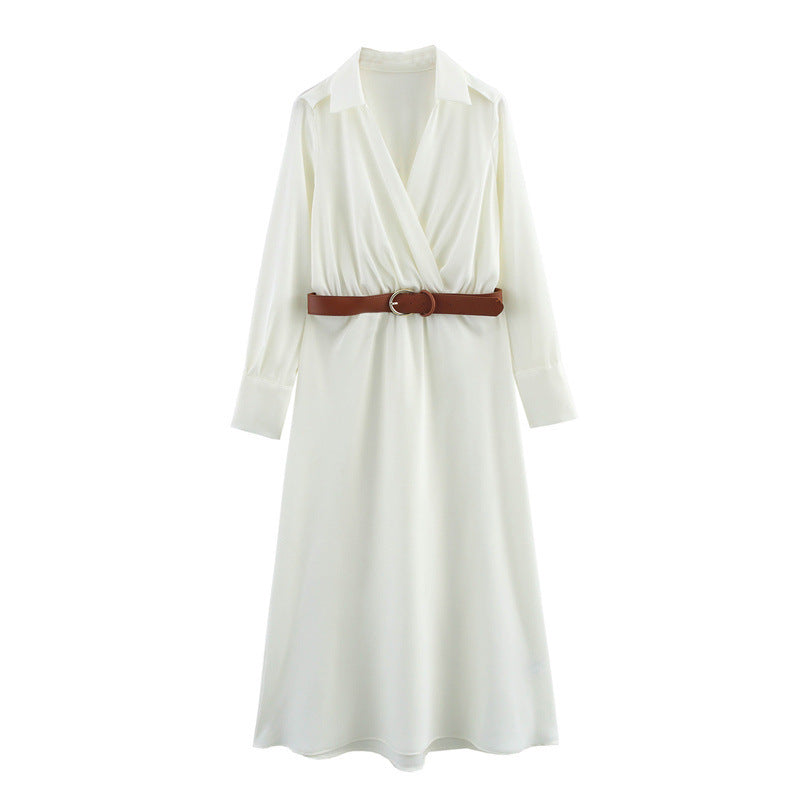 Kvinnors A-Line Klänning Satinliknande Tyg-2