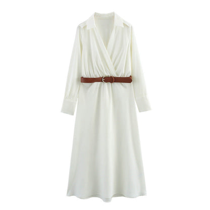 Kvinnors A-Line Klänning Satinliknande Tyg-2