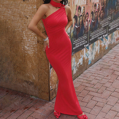 Kvinnors Aftonklänning Asymmetrisk Snitt med Ruffle Detaljer Högkvalitativt Tyg 3