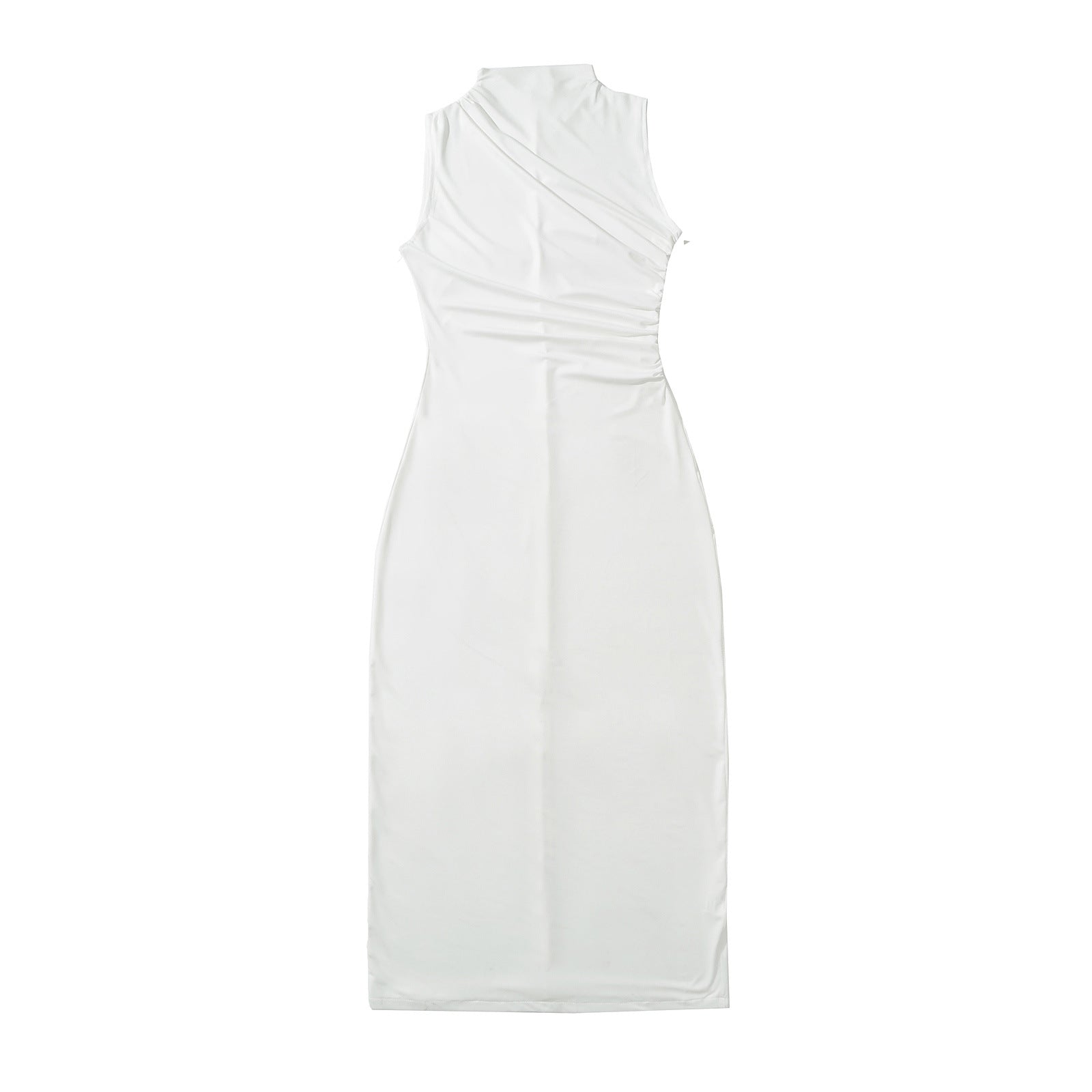 Kvinnors Wrap-Klänning Draperad Mjukt Elastiskt Tyg med Stativ-Krage 5