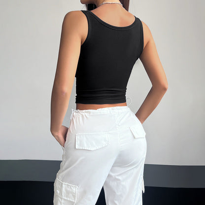 Dam Kamisol Smal Passform Stickad Spandex-4