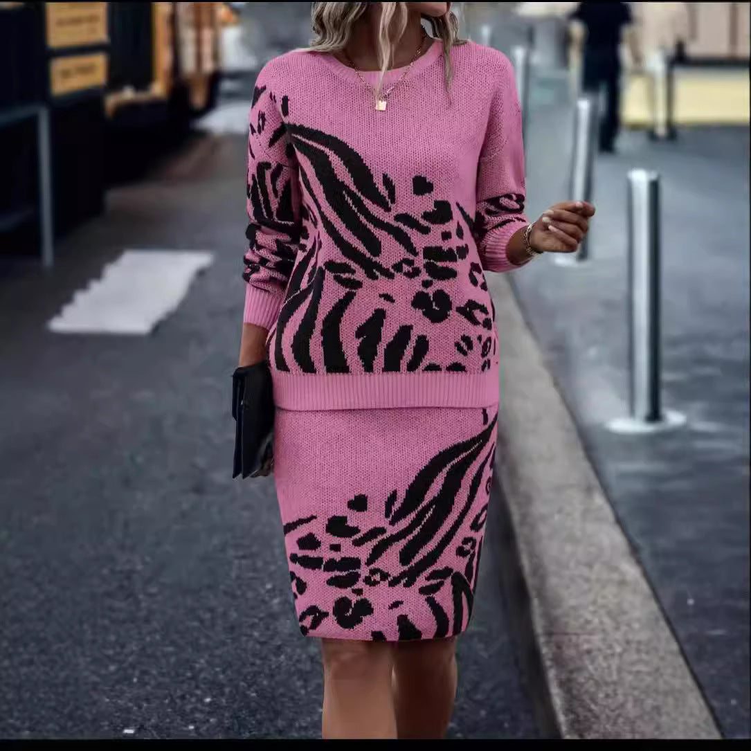 Variant image for Dam Stickad Tröja Jacquard Rund Hals Långa Ärmar Polyester-19