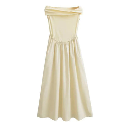 Dam Maxiklänning Vattenfallshalsring Andningsbart Tyg Svängande Kjol-1