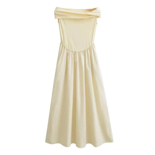 Dam Maxiklänning Vattenfallshalsring Andningsbart Tyg Svängande Kjol-1