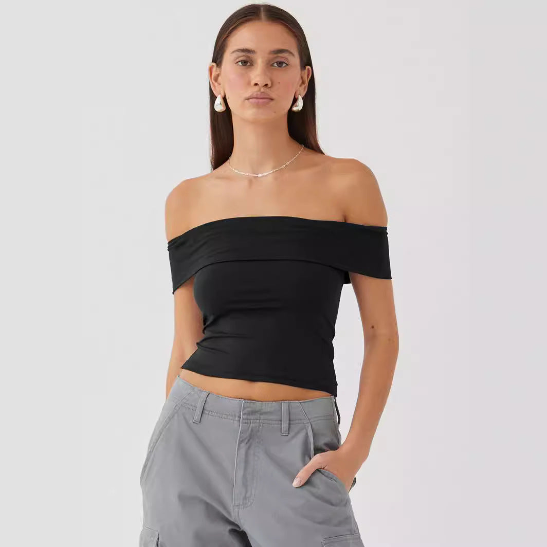 Dam Crop Top Enaxlad Polyester Trendig-6