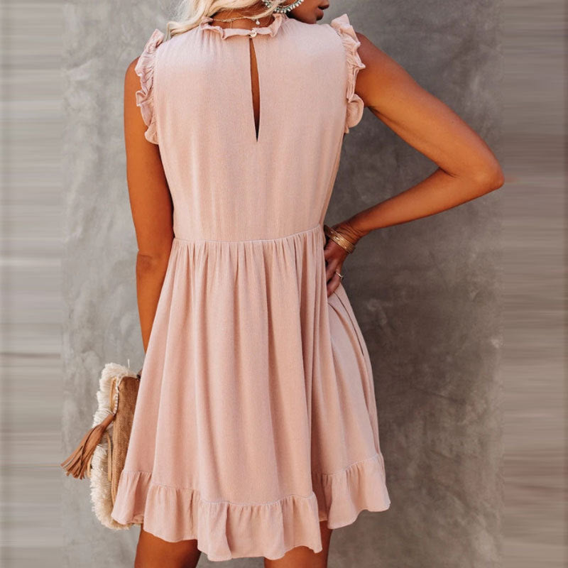 Kvinnors Ärmlös A-Linje Miniklänning Polyester-6