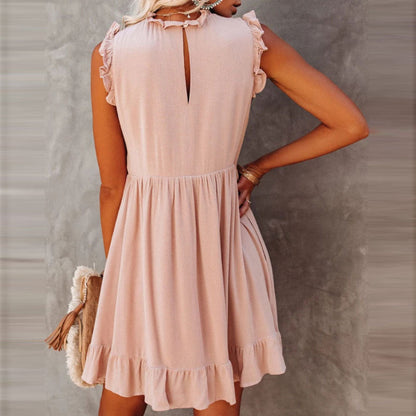 Kvinnors Ärmlös A-Linje Miniklänning Polyester-6