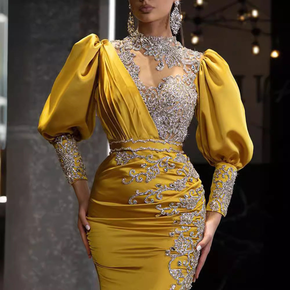 Kvinnors Aftonklänning Lång Hög Midja Polyesterfiber-3